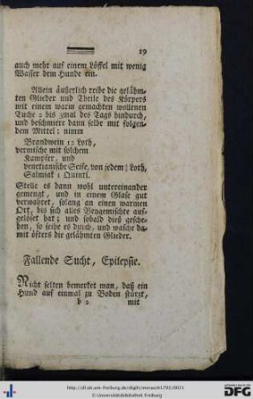 Fallende Sucht, Epilepsie.