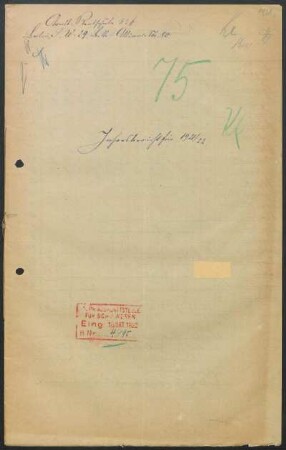 1921/22: Jahresbericht ... - 1921/22