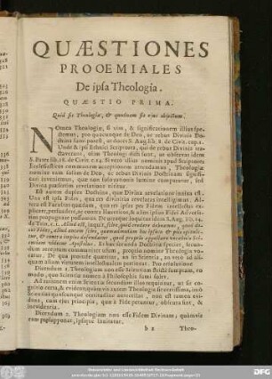 Quaestio Prima. Quid sit Theologia, & quondam sit eius obiectum.