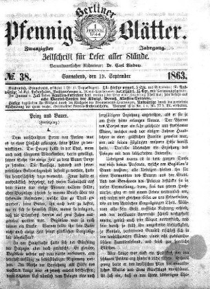 No. 38, Sonnabend, den 19. September 1863