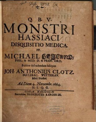 Monstri Hassiaci disquisitio medica