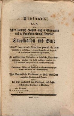 Documentirte Gegenanzeige daß die vom Reichs-Hofrath ... , Ebernburg betr., erlassene Verordnungen in keiner Weise Reichssatzungswidrig seyen ...