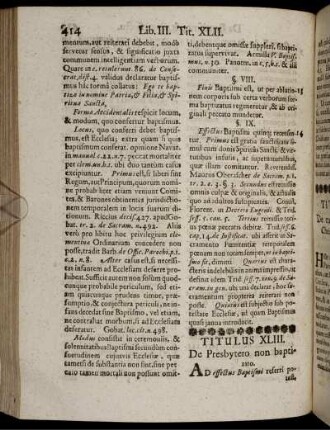 Titulus XLIII. De Presbytero non baptizato