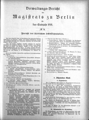 No. 8. Bericht der städtischen Schuldeputation