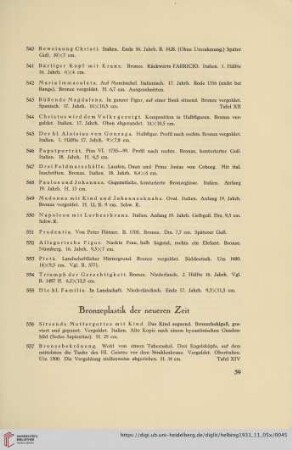 Bronzeplastik der neueren Zeit (Nr. 556-599)