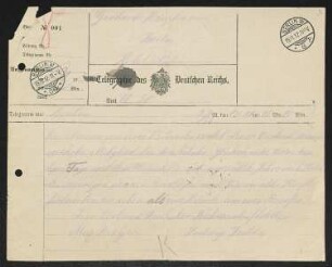 Brief von Ludwig Fulda an Gerhart Hauptmann