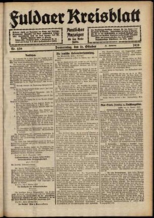 Ausgabe vom Donnerstag, den 16. Oktober 1919.