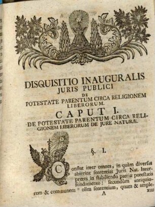 Disquisitio Inauguralis Juris Publici De Potestate Patria Circa Religionem Liberorum