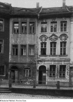 Bautzen, Schloßstraße 13 und 15. Wohnhäuser (nach 1709 (Nummer 13) und nach 1720 (Nummer 15)). Straßenansicht