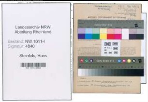 Entnazifizierung Hans Steinfels , geb. 28.07.1903 (Baecker)