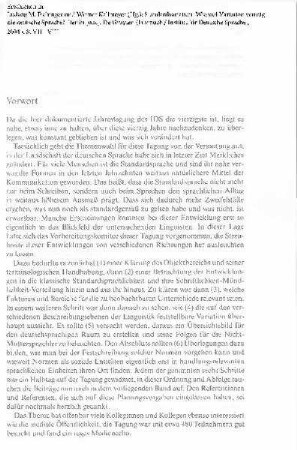 Standardvariation. Wie viel Variation verträgt die deutsche Sprache? - Vorwort