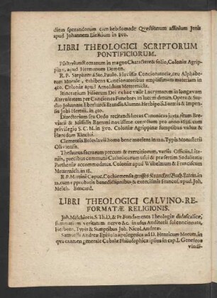 Libri Theologici Calvino-Reformatae Religionis.