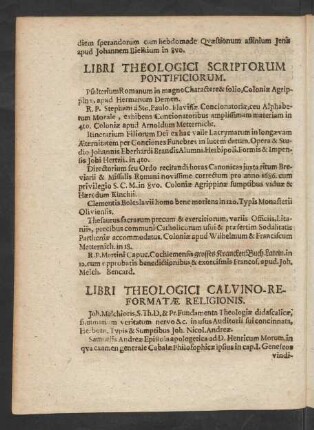 Libri Theologici Calvino-Reformatae Religionis.