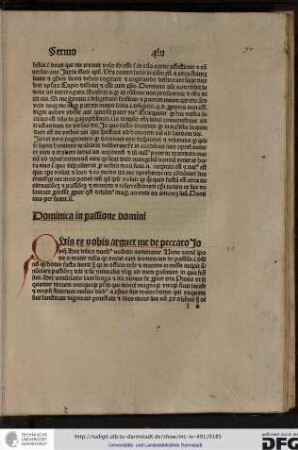 Quis ex vobis arguet me... Johannis viii. Hec dominica duobus nominibus nominatur, unde nomen imponit ei mater ecclesia...