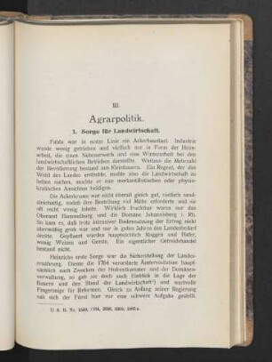 III. Agrarpolitik.