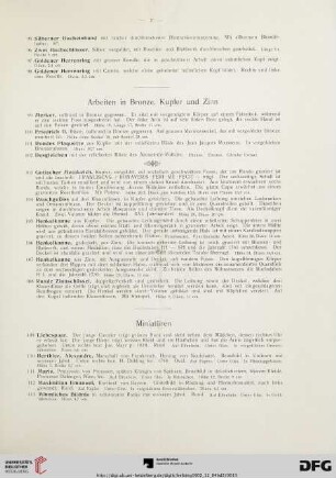 Arbeiten in Bronze, Kupfer und Zinn (Nr. 99-108)
