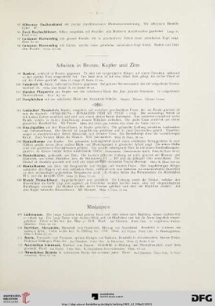 Arbeiten in Bronze, Kupfer und Zinn (Nr. 99-108)