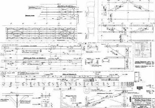 Pforzheim Hbf: Empfangsgebäude Bahnsteig 4 und 5 Überdachung Pfetten