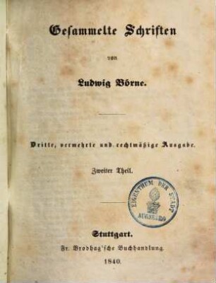 Gesammelte Schriften, 2. Vermischte Aufsätze. Erzählungen. Reisen