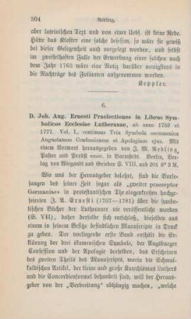 304-319 [Rezension] Ernesti, Johann August, Praelectiones in libros symbolicos ecclesiae Lutheranae, ab anno 1752 et 1777