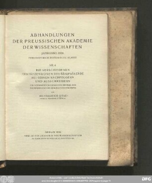 Die verschiedenen Textrezensionen des ʿĀšiqpašazāde bei seinen Nachfolgern und Ausschreibern : ein literargeschichtlicher Beitrag zur frühosmanischen Geschichtsschreibung