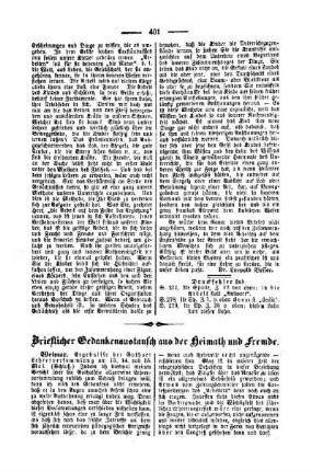 Brieflicher Gedankenaustausch aus der Heimath und Fremde