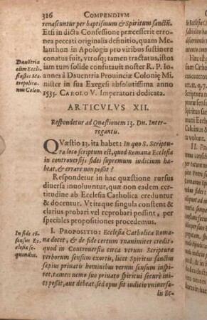 Articvlvs XII. Respondetur ad Quaestionem 13. Dn. Interrogantis.