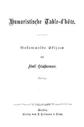 Humoristische Table-d'hôte : gesammelte Skizzen