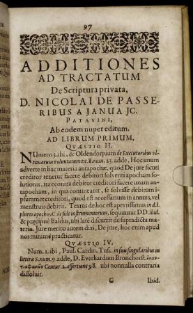 Additiones Ad Tractatum De Scriptura privata [...]