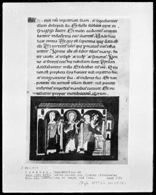 Perikopenbuch aus Kloster Altomünster — Darstellung Christi im Tempel, Folio 12recto