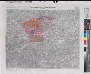 Hamm (Kreis) Gemeindegrenzen Anlage zum Eingemeindungsantrag der Stadt Kamen 1928 1 : 100 000 56 x 70 farb. Einzeichnung in Einheitsblatt Nr. 83 Dortmund-Soest-Iserlohn-Arnsberg Regierung Arnsberg Nr. 17720