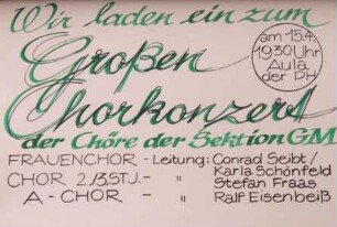 "Großes Chorkonzert der Chöre der Sektion Germanistik/ Musikerziehung", am 15.04.
