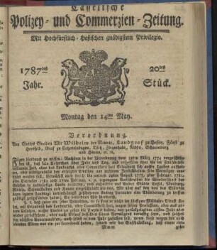 20tes Stueck, Montag den 14ten May. 1787