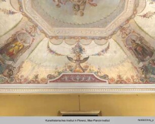 Freskendekoration mit Allegorien der vier Erdteile, Grotesken und Ornamente sowie der Ceres