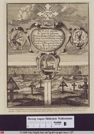Grabkreuz des Jacob Böhme auf dem Friedhof in Görlitz.