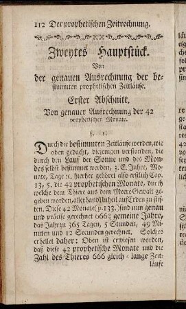 Zweytes Hauptstück. Von der genauen Ausrechnung der bestimmten prophetischen Zeitläufe.