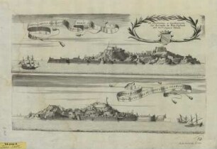 Ansichten von Korfu, Kupferstich, 1689 : Veduta Della Fortezza Vecchia Di Corfu Verso Ostro : [Gewidmet] Bernardo da Riva. - [Venetia] : [Coronelli] , [1689]. - 2 Ansichten auf 1 Blatt : Kupferstich ; Blattgr. 52 x 39 cm +++ 2. Ansicht unter dem Titel: Veduta Della Fortezza Vecchia Di Corfu Verso Tramont