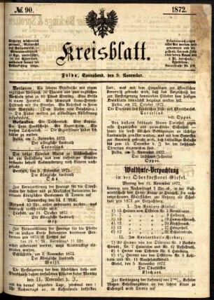 Ausgabe vom Samstag, den 09. November 1872.