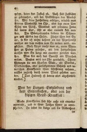 Von der Lungen-Entzündung und dem Seitenstechen, oder von der hitzigen Brust-Krankheit: