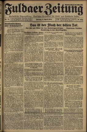 Erste Ausgabe vom Freitag, den 06. April 1934.