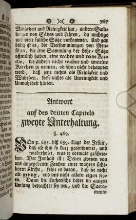 Antwort auf des dritten Capitels zweyte Unterhaltung.