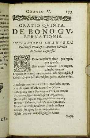 Oratio Quinta. De Bono Gubernationis.