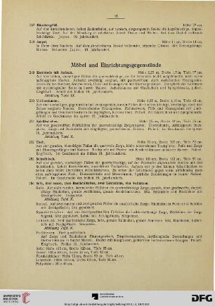Möbel und Einrichtungsgegenstände (Nr. 249-267)