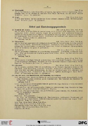 Möbel und Einrichtungsgegenstände (Nr. 249-267)