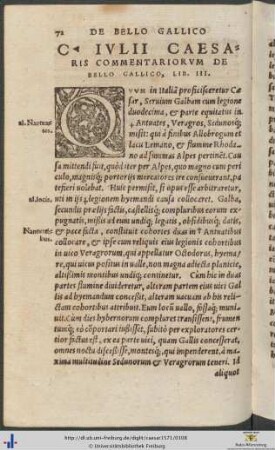 Gaii Iulii Caesaris Commentariorum De Bello Gallico Liber III
