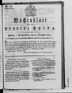 Nr. 52, Ausgabe vom 25. Dezember 1830