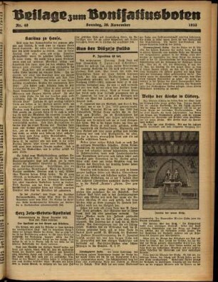 Zweite Ausgabe vom Sonntag, den 26. November 1933.