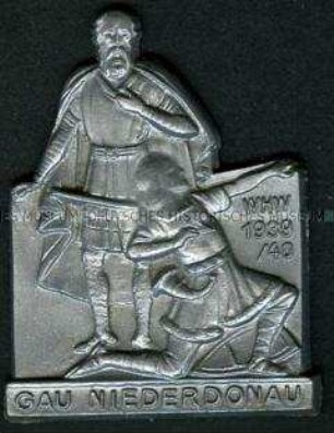 WHW-Abzeichen, Nibelungensage: Hagen tötet Siegfried, Straßensammlung im Gau 20 Niederdonau von Januar 1940