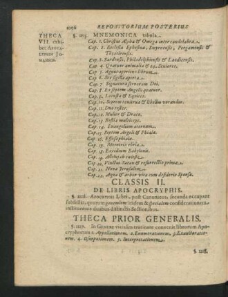 Classis II. De Libris Apocryphis.