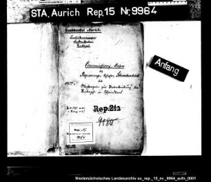 Die Rinderpest in Emden Handakten des Reg.Ass. Scheckendieck als Kommissar zur Unterdrückung der Rinderpest